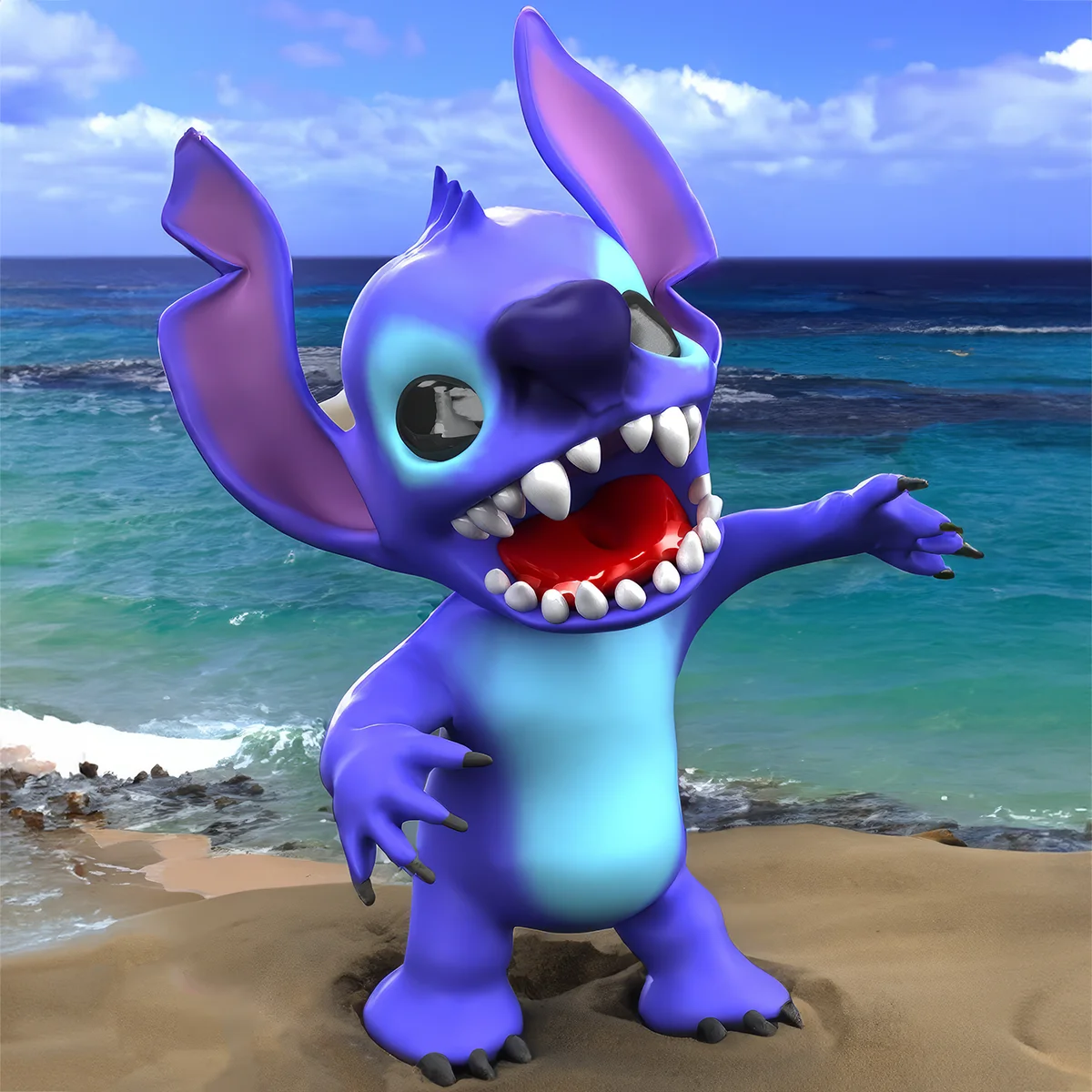 The comic movie figure Stitch in 3D'